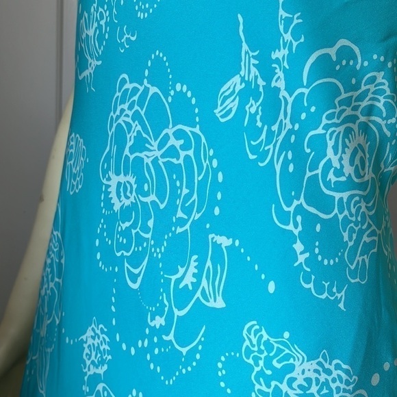 Michael Michael Kors Silk Turquoise Blue Floral Maxi Halter Dress 4 - Picture 4 of 11